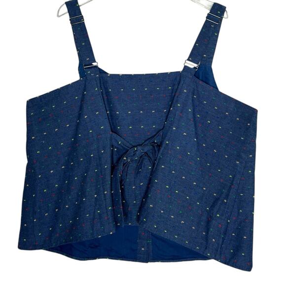 ModCloth 4X Flirtation Bustier Cotton Rainbow Speckled Denim Top Sleeveless - Picture 3 of 9